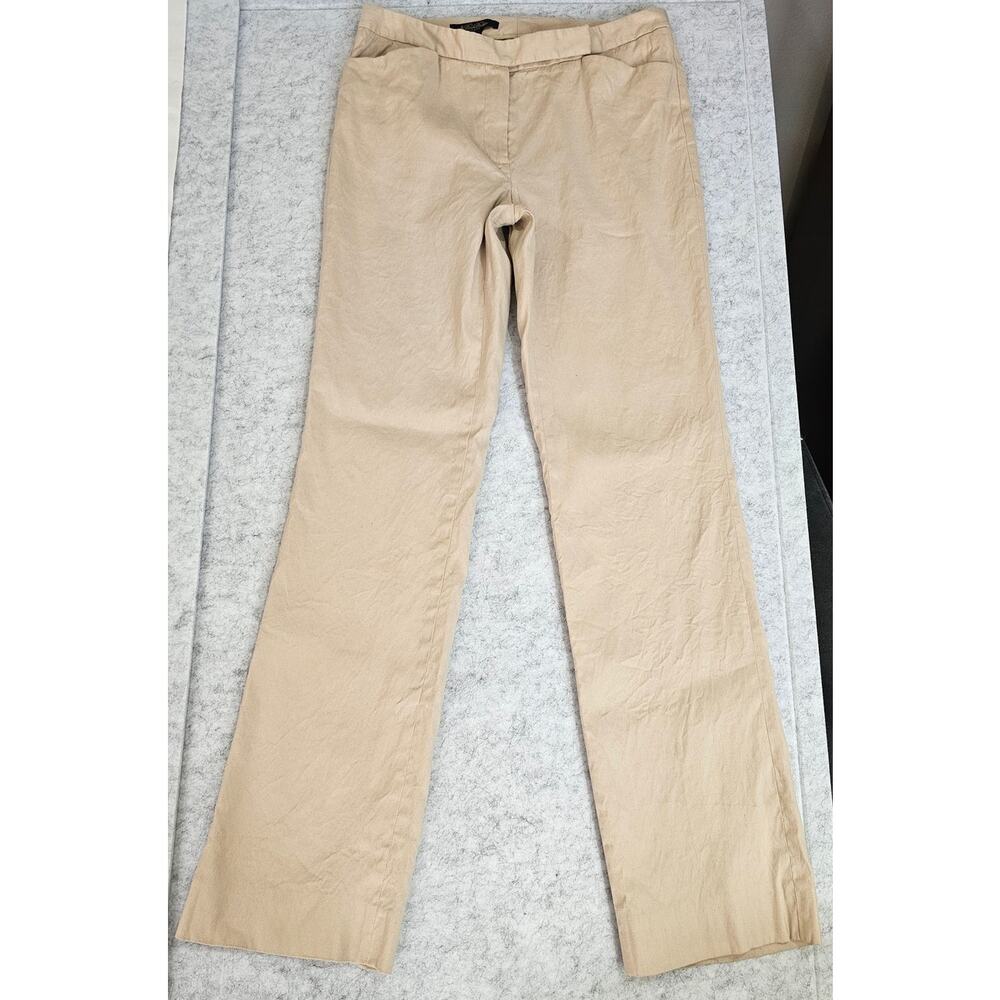 Brooks Brothers Linen Viscose Tan Slight Bootcut Pants, Lucia Fit, Womens Sz 6